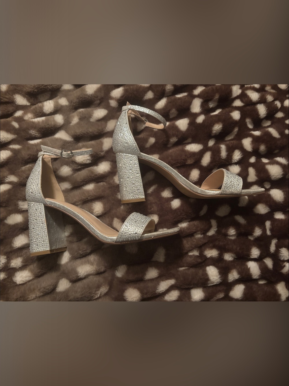 Kelly & Katie Silver Rhinestone Block Heel Sandals